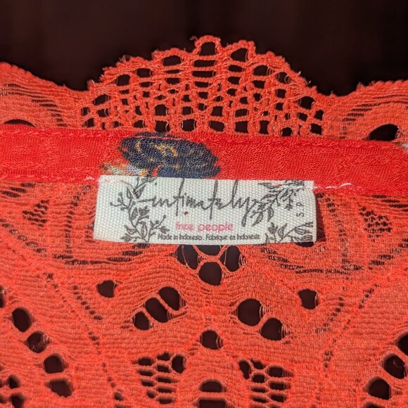 Intimately Free People Red Floral Morning Song Front Slit Maxi Slip Dress Small - Picture 9 of 9